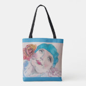 Meisje met de rode Waterverf Grocery Canvas tas (Achterkant)