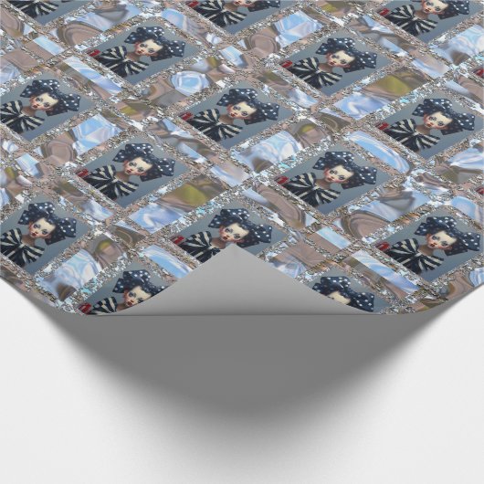 Meisje met de strikken Kerstmis Cadeaupapier (Hoek)