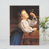 Meisje met de vogel (door William-Adolphe Bouguere Kaart (Staand voorkant)