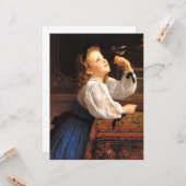 Meisje met de vogel (door William-Adolphe Bouguere Kaart (Voorkant / Achterkant in situ)