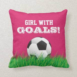 Meisje met doelen! Football Kogelroze buis Kussen