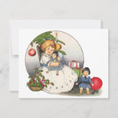  Meisje Met Doll Kerst Feest Uitnodiging (Voorkant)