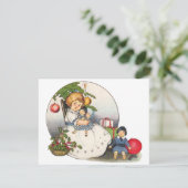  Meisje Met Doll Kerst Feest Uitnodiging (Staand voorkant)