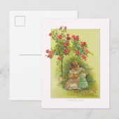  meisje met Doll onder Rozen Kleur Briefkaart (Voorkant / Achterkant)