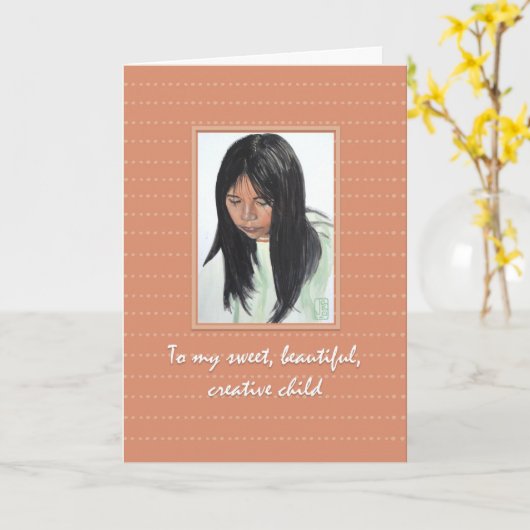 Meisje met donker haar Verjaardag van de dochter Kaart (Gele Bloem)