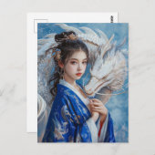 Meisje met Dragon Chinese Zodiac Art Briefkaart (Voorkant / Achterkant)