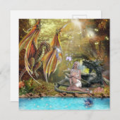 Meisje met dragons Vlat Holiday Kaart (Voorkant / Achterkant)