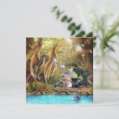 Meisje met dragons Vlat Holiday Kaart (Staand voorkant)