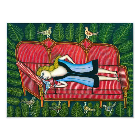 Meisje met duiven | Morris Hirshfield | Foto Afdruk (Voorkant)