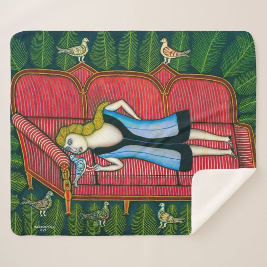 Meisje met duiven | Morris Hirshfield | Sherpa Deken (Voorkant (horizontaal))