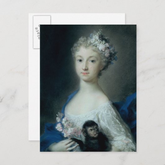 Meisje met een aap briefkaart (Voorkant / Achterkant)