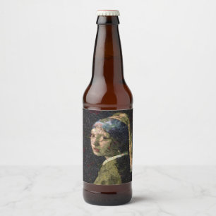 Meisje met een aardbei die een fijne kunstspuit ve bier etiket
