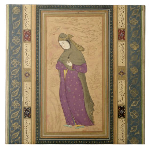 Meisje met een aigrette uit de Grote Clive Alb Tegeltje