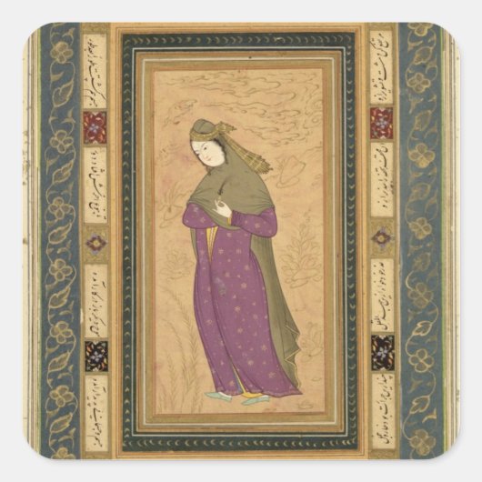 Meisje met een aigrette uit de Grote Clive Alb Vierkante Sticker (Voorkant)