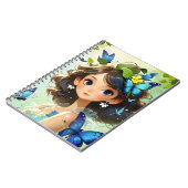 Meisje met een blauwe vlinder op haar hoofd notitieboek (Linkerzijde)