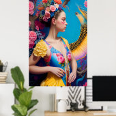 Meisje met een bloemenpak poster (Thuiskantoor)