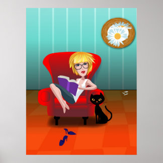 Meisje met een boek poster