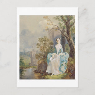 Meisje met een Boek Zat in een Park, c.1750 (olie Briefkaart