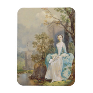 Meisje met een Boek Zat in een Park, c.1750 (olie  Magneet
