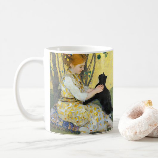 Meisje met een Cat Coffee-Mok Koffiemok (Met donut)
