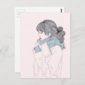 Meisje met een coole, sjieke afbeelding briefkaart (Voorkant / Achterkant)