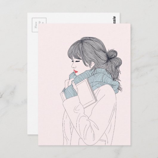 Meisje met een coole, sjieke afbeelding briefkaart (Voorkant / Achterkant)