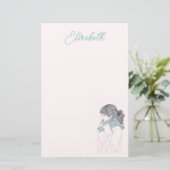 Meisje met een coole, sjieke afbeelding briefpapier (Staand voorkant)