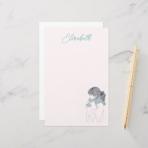 Meisje met een coole, sjieke afbeelding briefpapier