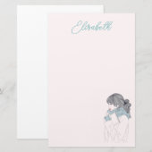 Meisje met een coole, sjieke afbeelding briefpapier (Voorkant / Achterkant)