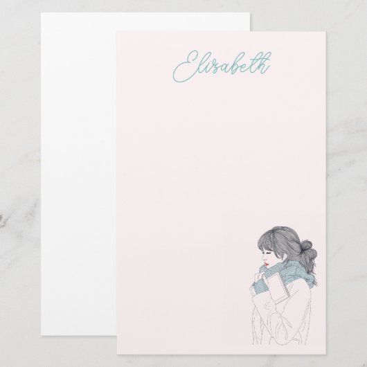 Meisje met een coole, sjieke afbeelding briefpapier (Voorkant / Achterkant)
