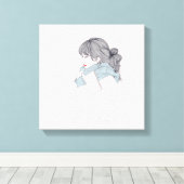 Meisje met een coole, sjieke afbeelding canvas afdruk (Insitu (Houten vloer))