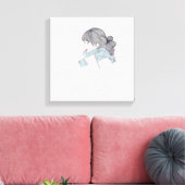 Meisje met een coole, sjieke afbeelding canvas afdruk (Insitu (Woonkamer))