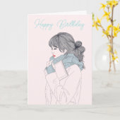 Meisje met een coole, sjieke afbeelding kaart (Gele Bloem)