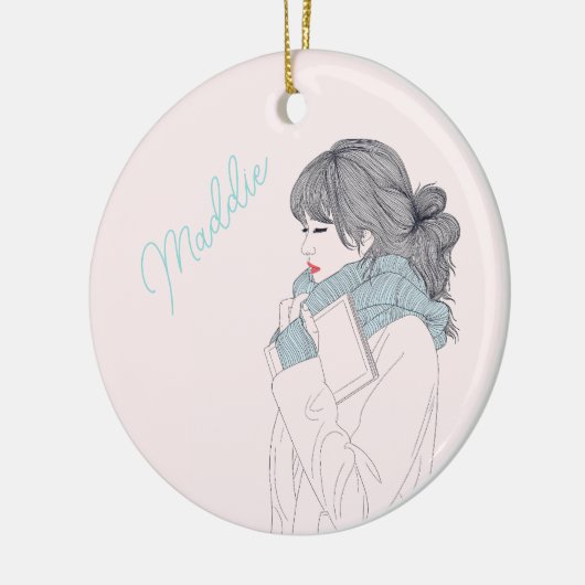 Meisje met een coole, sjieke afbeelding keramisch ornament (Links)