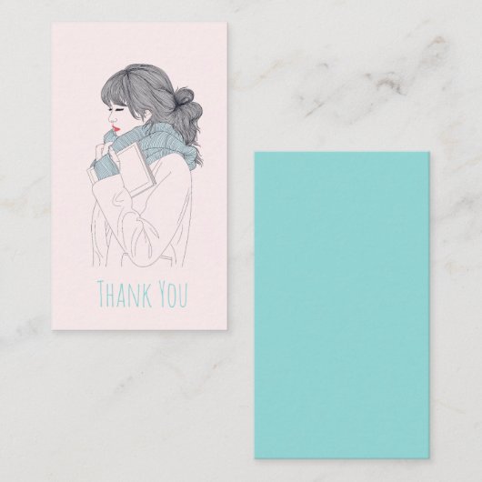 Meisje met een coole, sjieke afbeelding notitiekaartje (Voorkant / Achterkant)