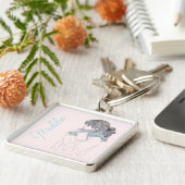 Meisje met een coole, sjieke afbeelding sleutelhanger (Zijkant)