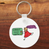 Meisje met een creditcard Kaart Sleutelhanger (Voorkant)