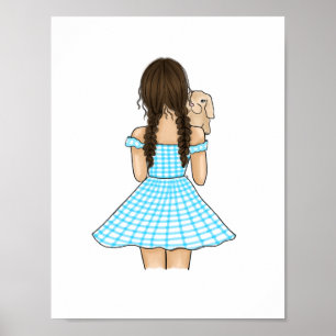 Meisje met een Crème Konijn Woodland Nursery Poster