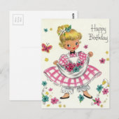  meisje met een fijne verjaardag in het dress briefkaart (Voorkant / Achterkant)