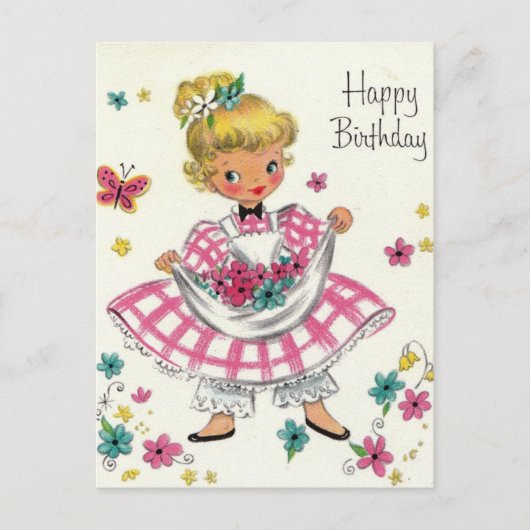  meisje met een fijne verjaardag in het dress briefkaart (Voorkant)