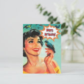 Meisje met een fijne vogeldag kaart (Staand voorkant)