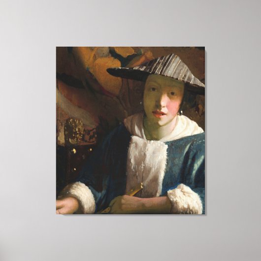 Meisje met een fluit, beroemd schilderij canvas afdruk (Voorkant)
