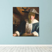 Meisje met een fluit, beroemd schilderij canvas afdruk (Insitu (Houten vloer))