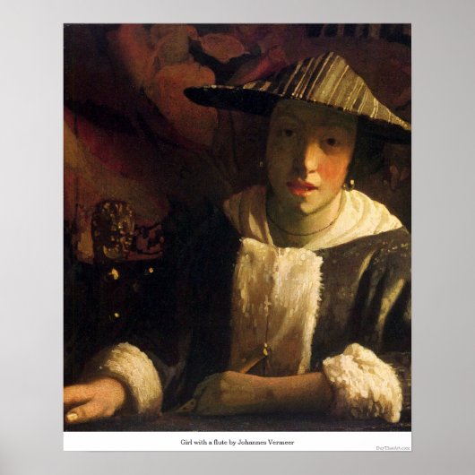 Meisje met een fluitje van Johannes Vermeer Poster (Voorkant)
