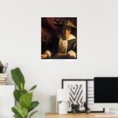 Meisje met een fluitje van Johannes Vermeer Poster (Thuiskantoor)