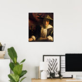 Meisje met een fluitje van Johannes Vermeer Poster (Thuiskantoor)