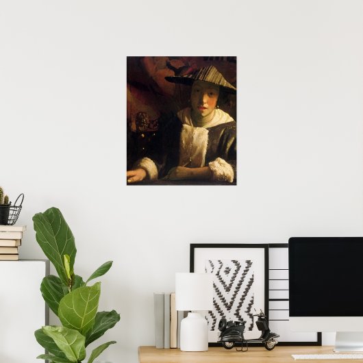 Meisje met een fluitje van Johannes Vermeer Poster (Thuiskantoor)