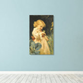 Meisje met een gele vlinder (door Frederick Morgan Canvas Afdruk (Insitu (Houten vloer))