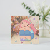 Meisje met een glimlach illustratie kaart (Staand voorkant)