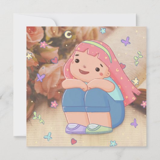 Meisje met een glimlach illustratie kaart (Voorkant)